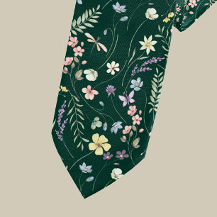 Elegant wildflower meadow emerald green tie