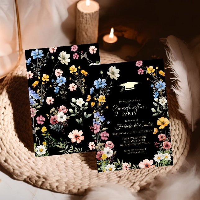 Elegant  Wildflower Meadow Garden Twin Graduation (Creator Uploaded)