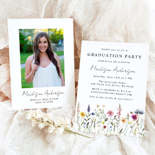 Elegant Wildflower Meadow Graduation Party Invitation
