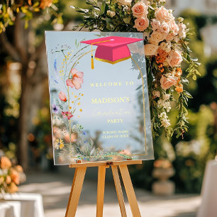 Elegant Wildflower Meadow Graduation  Welcome Sign