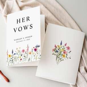 Elegant Wildflower Meadow Her Wedding Vows Card