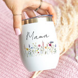Elegant Wildflower Meadow Mama<br><div class="desc">Celebrate the mother in your life with this wildflower mama thermal wine tumbler! The design features "Mama" or your custom text in a handwritten black script. Beautiful watercolor wildflowers and foliage are displayed in vibrant hues of pink, yellow, purple, blue, and green. This wildflower wine tumbler makes the perfect gift...</div>