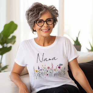 Elegant Wildflower Meadow Nana Baby Shower Maternity T-Shirt