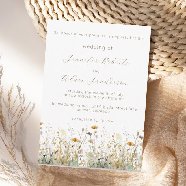 Elegant Wildflower Meadow Neutral Wedding Invitation (Creator Uploaded)