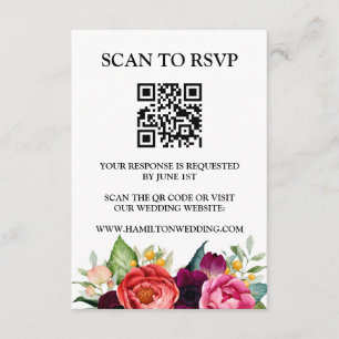 Elegant Wildflower Meadow QR Code Wedding RSVP Enclosure Card