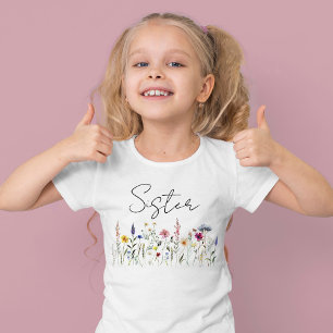 Elegant Wildflower Meadow Sister Baby Shower Maternity T-Shirt