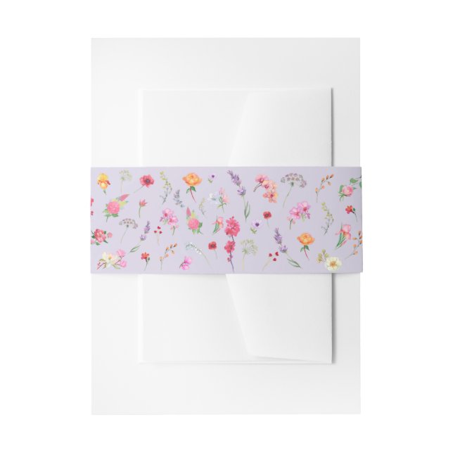 Elegant Wildflower Meadow Spring Garden Invitation Belly Band (Front Example)