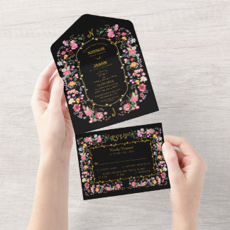 Elegant Wildflower Meadow Spring Garden Wedding All In One Invitation