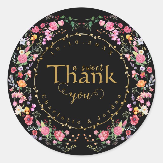 Elegant Wildflower Meadow Spring Garden Wedding Classic Round Sticker (Front)