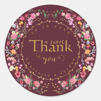 Elegant Wildflower Meadow Spring Garden Wedding Classic Round Sticker