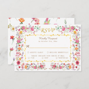 Elegant Wildflower Meadow Spring Garden Wedding RSVP Card