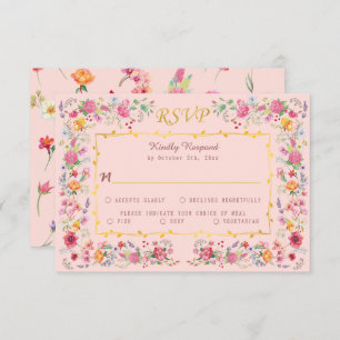 Elegant Wildflower Meadow Spring Garden Wedding RSVP Card