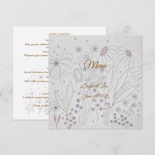 Elegant Wildflower Meadow Square Wedding Menu