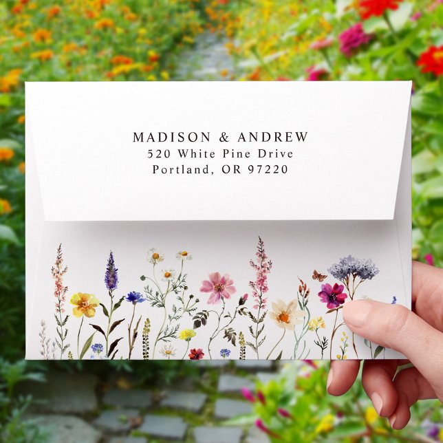 Elegant Wildflower Meadow Wedding Envelope (Creator Uploaded)