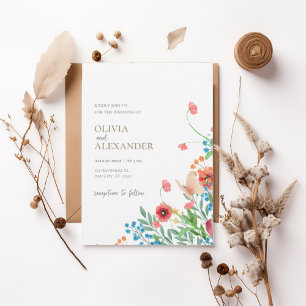 Elegant Wildflower Meadow Wedding Invitation