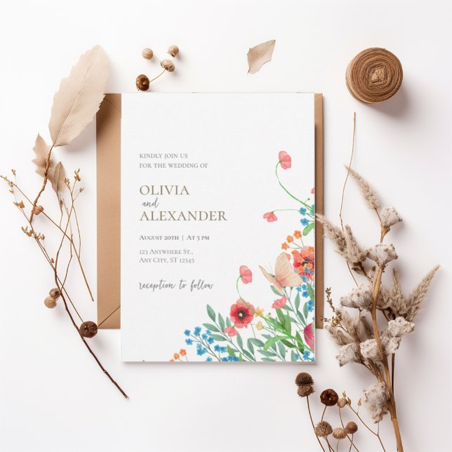 Elegant Wildflower Meadow Wedding Invitation (Creator Uploaded)