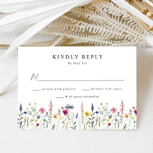 Elegant Wildflower Meadow Wedding RSVP Card