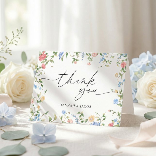 Elegant Wildflower Meadow Wedding Thank You Card (Creator Uploaded)