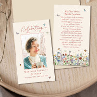 Elegant Wildflower Memorial Funeral Prayer Card