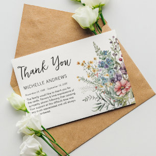 Elegant Wildflower Memorial Thank You Card