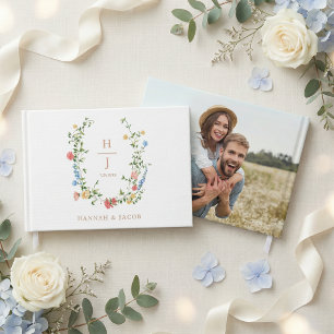 Elegant Wildflower Monogram Wedding  Guest Book