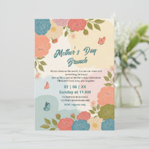 Elegant Wildflower Mother's Day Brunch Invitation 