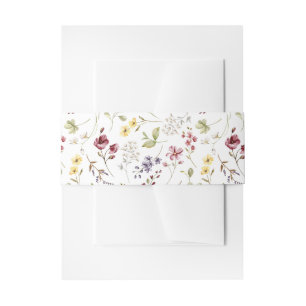Elegant Wildflower Pattern Wedding  Invitation Belly Band