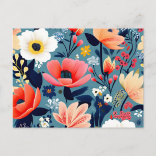 Elegant Wildflower Pattern with Vibrant Blooms Postcard