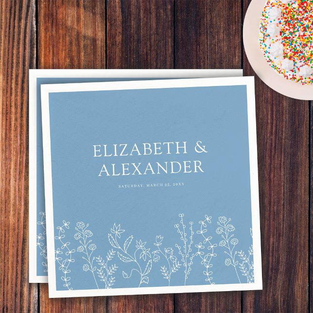 Elegant Wildflower Periwinkle Wedding Napkin (Creator Uploaded)