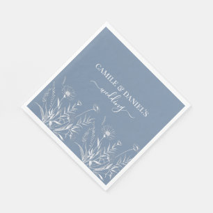 Elegant Wildflower Periwinkle Wedding  Napkin