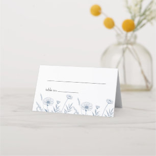 Elegant Wildflower Periwinkle Wedding Place Card