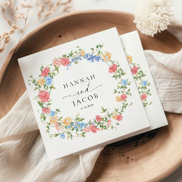 Elegant Wildflower Personalised Wedding  Napkin