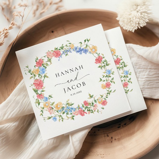 Elegant Wildflower Personalised Wedding  Napkin (Creator Uploaded)