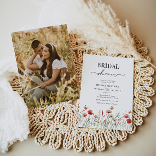 Elegant Wildflower Photo Bridal Shower Invitation