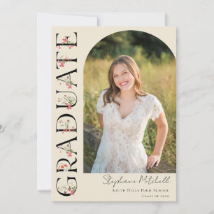 Elegant Wildflower Photo Graduation Announcement