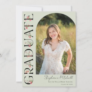 Elegant Wildflower Photo Graduation Announcement