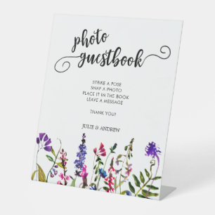 Elegant Wildflower Photo guestbook Pedestal Sign