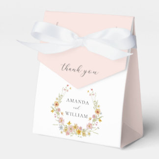 Elegant Wildflower Pink Bow Wedding Favour Box