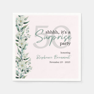 Elegant Wildflower Pink Surprise 50th Birthday Napkin