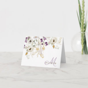 Elegant Wildflower Purple & Green Bouquet Note Card