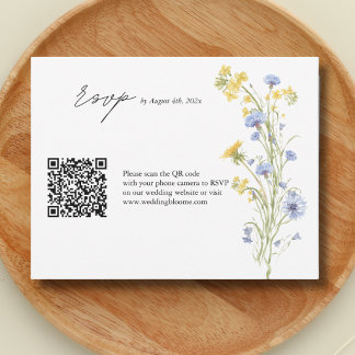 Elegant wildflower QR code wedding RSVP Card