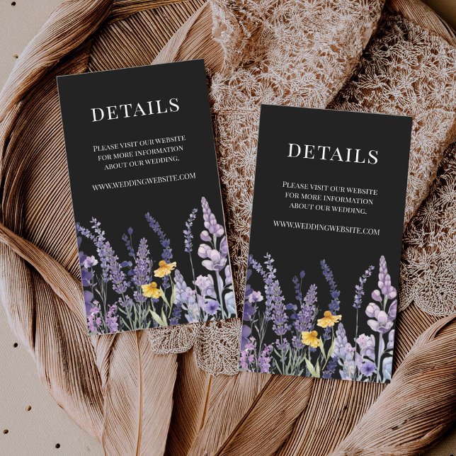 Elegant Wildflower Rustic Black Wedding Enclosure Card (Creator Uploaded)