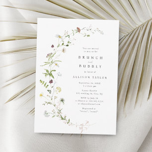 Elegant Wildflower Rustic Boho Bridal Shower Invitation