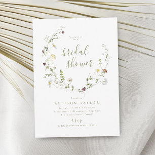 Elegant Wildflower Rustic Boho Bridal Shower Invitation