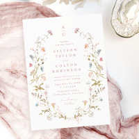 Elegant Wildflower Rustic Boho Wedding monogram