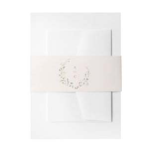 Elegant Wildflower Rustic Boho Wedding Monogram Invitation Belly Band