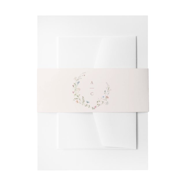 Elegant Wildflower Rustic Boho Wedding Monogram Invitation Belly Band (Front Example)