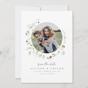 Elegant Wildflower Rustic Boho Wedding monogram Save The Date