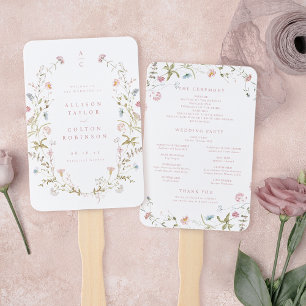 Elegant Wildflower Rustic Boho Wedding Program Hand Fan