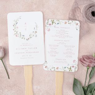 Elegant Wildflower Rustic Boho Wedding Program Hand Fan